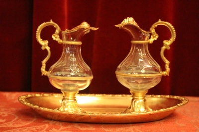 Cruets en Brass / Gilt / Glass, Belgium 19th century