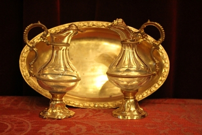 Cruets en Brass / Gilt / Glass, Belgium 19th century