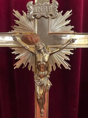 Set Gothic - Style Candle Holders With Cross. Cross Has Been Sold !
