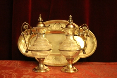 Cruets style Gothic - style en full silver / Glass, Belgium 19th century