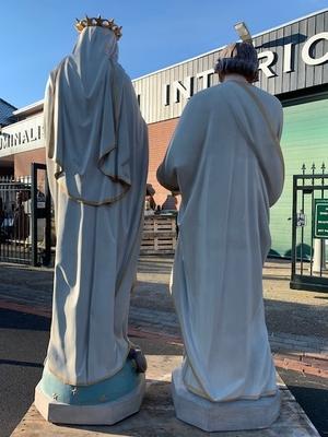 St. Joseph & St Mary Life Size ! en Terra-Cotta polychrome, France 19th century ( anno 1890 )