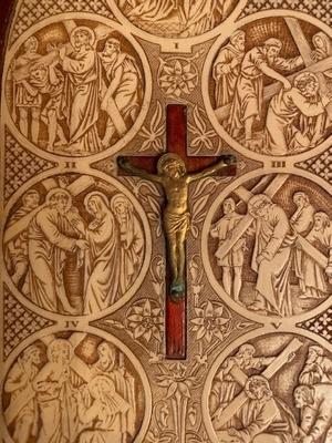 Small Series Stations Of The Cross To Travel. Measures Opened en Wood / Ivory, France 19th century