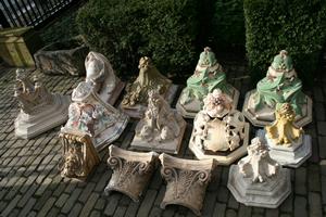 Wall Pedestals en plaster polychrome, Belgium 19th century