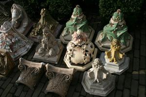 Wall Pedestals en plaster polychrome, Belgium 19th century