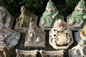 Wall Pedestals en plaster polychrome, Belgium 19th century