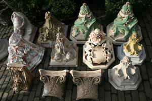 Wall Pedestals en plaster polychrome, Belgium 19th century